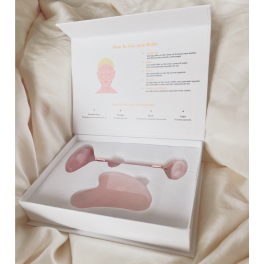 Ansigt roller samt Gua Sha plade med Rosa Quartz sten